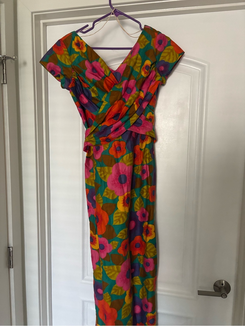 Vintage 1960s Alice of California Psychedelic Floral Maxi Dress